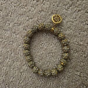 Rustic Cuff Gold Bracelet with Classic Beaded Design